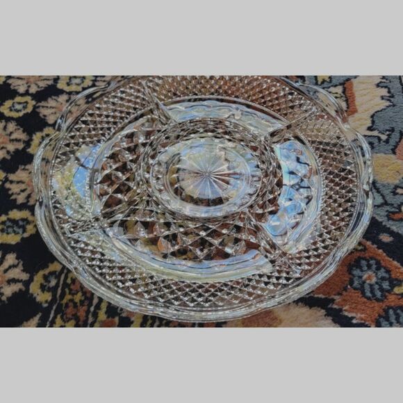 Anchor Hocking 11" Wexford glass 5 Section Relish Veggie Snack Serving Platter - Picture 1 of 16